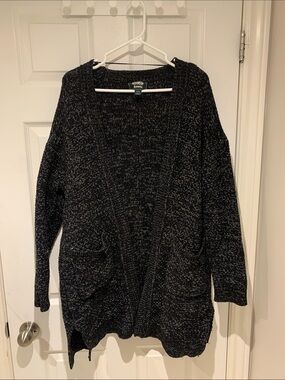 Roots Black Marled Cozy Open-Front Sweater